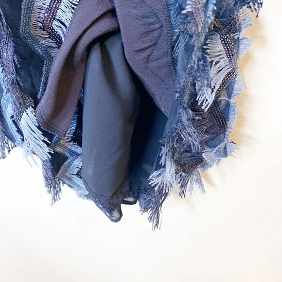 Maeve Womens Navy Fringe Hem Sleeveless Round Neck Cocktail Shift Dress Size 2 - Picture 5 of 10